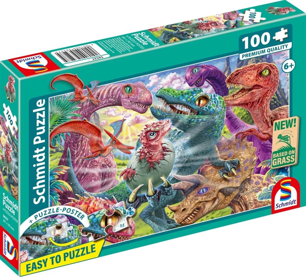 Schmidt | Small Dinosaurs, Big Adventures (100 Pieces) | Kids Jigsaw Puzzle | Ages 6+ | 1+ Players