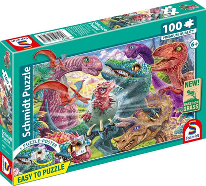 Schmidt | Small Dinosaurs, Big Adventures (100 Pieces) | Kids Jigsaw Puzzle | Ages 6+ | 1+ Players