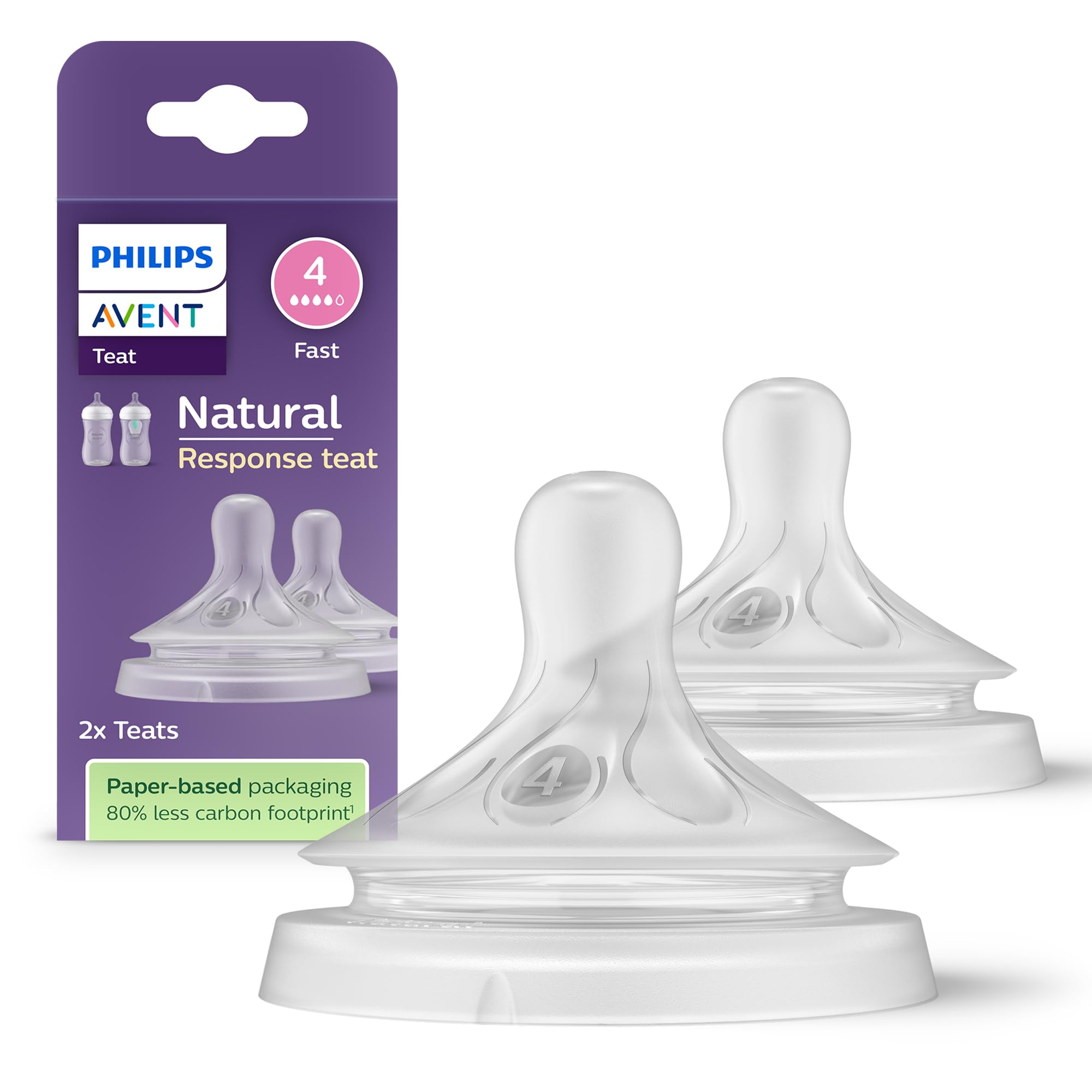 Philips Avent - Niplle, Natural Response Nipple 2 Pieces Fast Flow Nipple