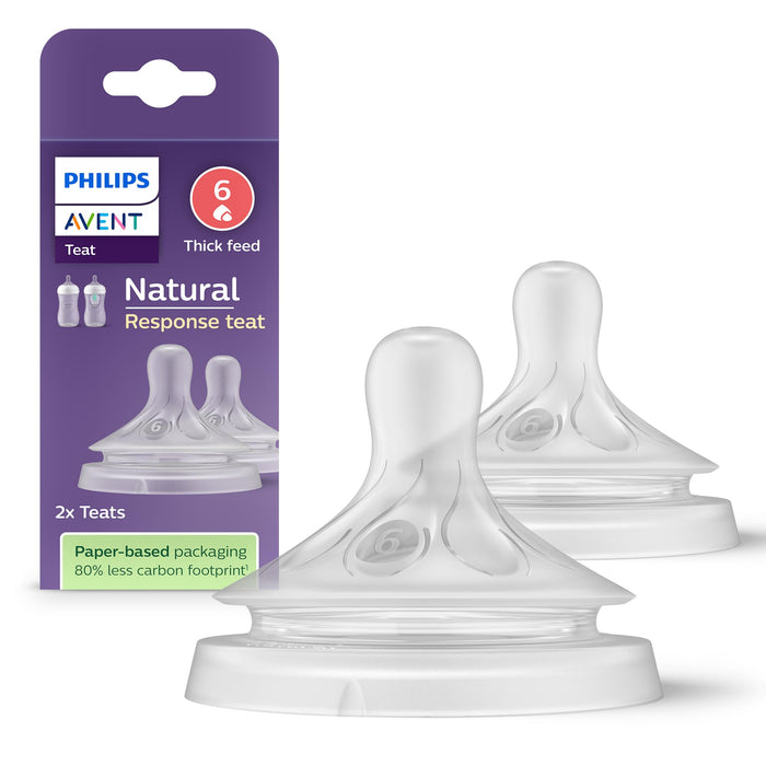 Philips Avent - Niplle, Natural Response Nipple 2 Pieces Thick Feed Nipple, 6M+