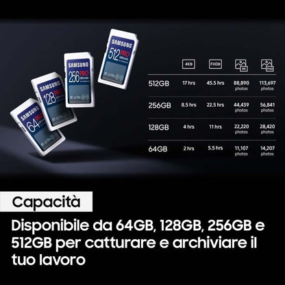 Samsung Memorie PRO Ultimate Scheda SD per Fotografia da 128GB, UHS-I U3, Fino a 200 MB/S (MB-SY128S/WW)