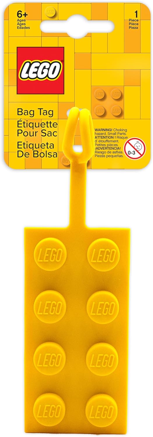 Lego Bag Tag 2x4 - Yellow (53675), Silicone Luggage Tag, Vacation, Cruise, Suitcase Identification