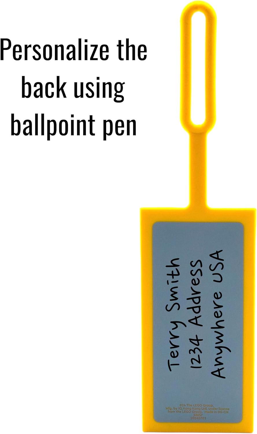 Lego Bag Tag 2x4 - Yellow (53675), Silicone Luggage Tag, Vacation, Cruise, Suitcase Identification