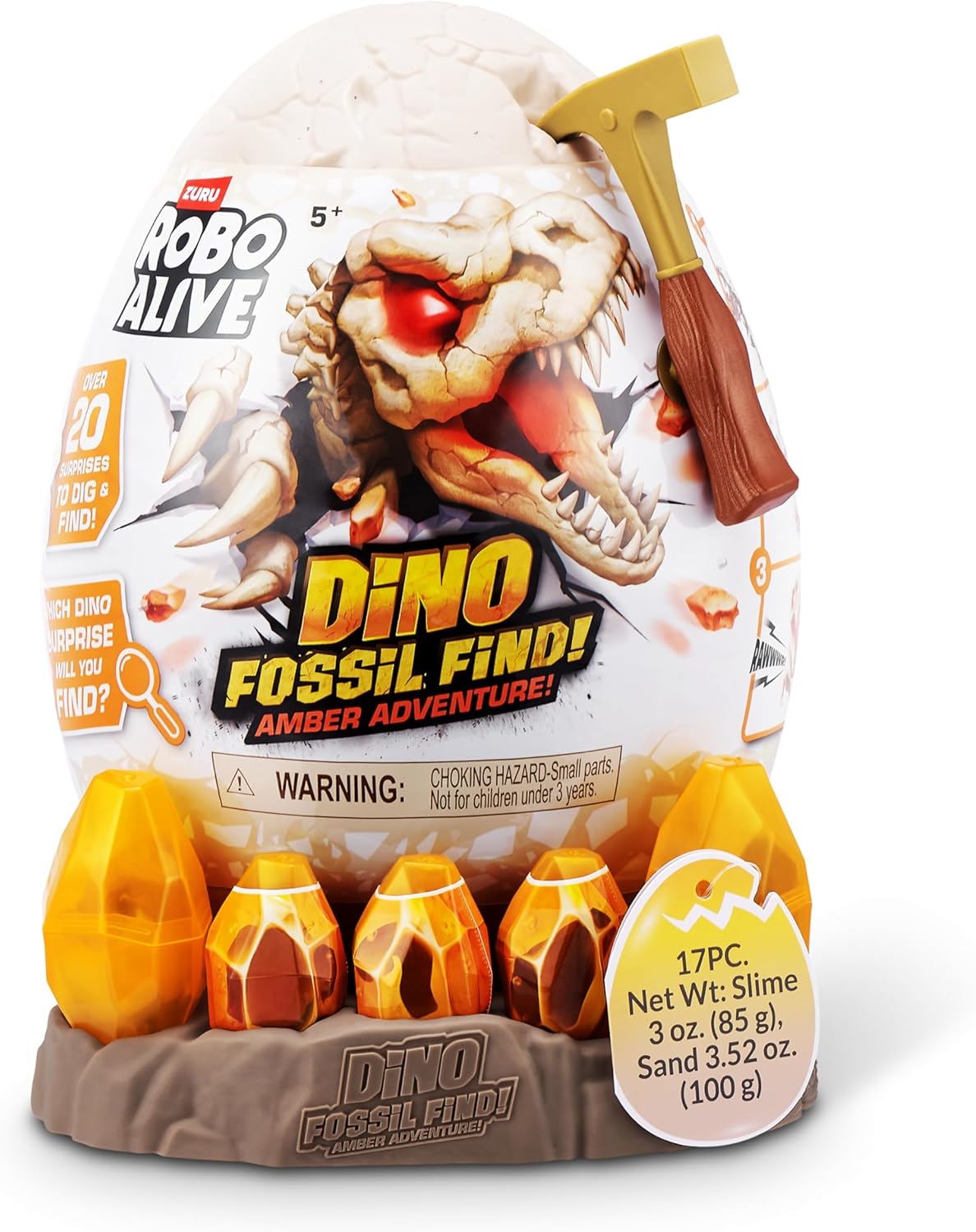 Zuru Robo Alive Light-Up Dino Fossil Amber Adventure