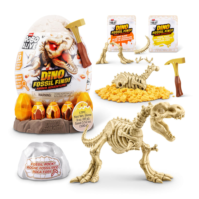 Zuru Robo Alive Light-Up Dino Fossil Amber Adventure
