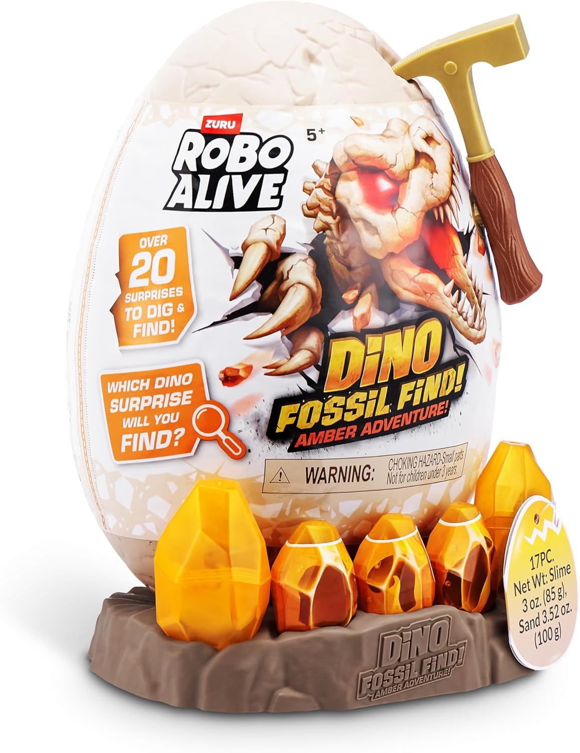 Zuru Robo Alive Light-Up Dino Fossil Amber Adventure