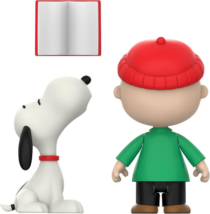 Super7 Peanuts Reaction Figures - 2 Pk Charlie Brown and Snoopy (Caroling) Action Figure
