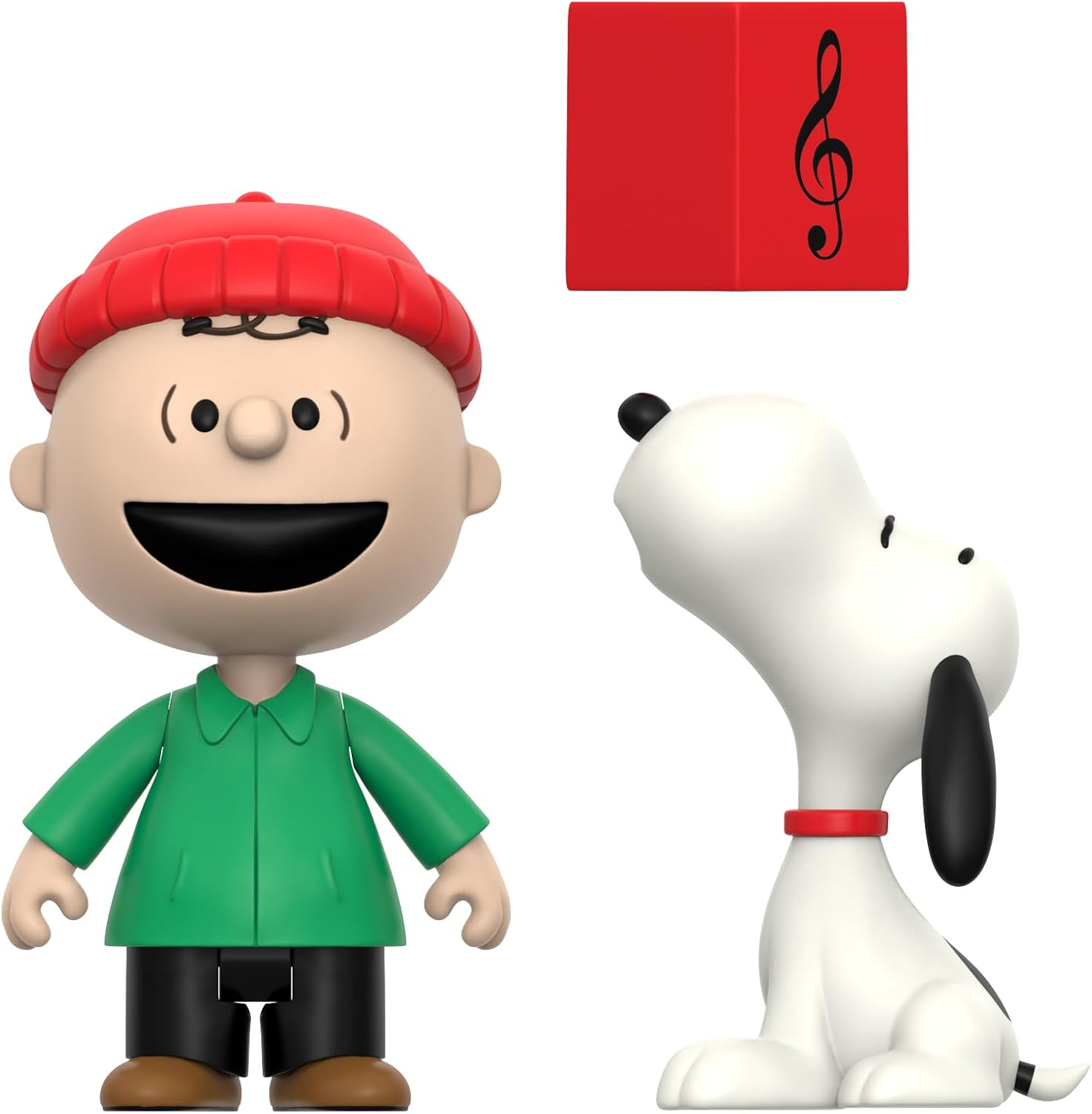 Super7 Peanuts Reaction Figures - 2 Pk Charlie Brown and Snoopy (Caroling) Action Figure