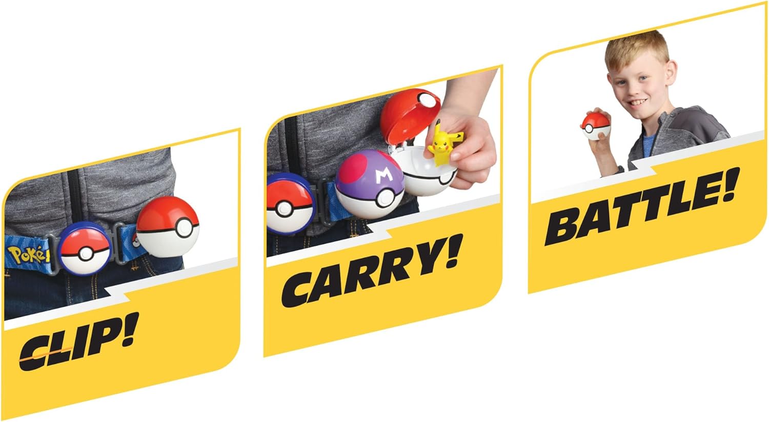 Pokémon Pikachu Clip 'N' Go Belt Set - Includes Themed Belt and 2-Inch Pikachu Battle Figure with Heal Ball and Quick Ball Accessories