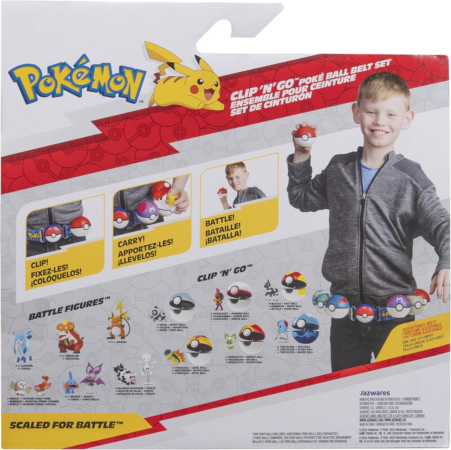 Pokémon Pikachu Clip 'N' Go Belt Set - Includes Themed Belt and 2-Inch Pikachu Battle Figure with Heal Ball and Quick Ball Accessories