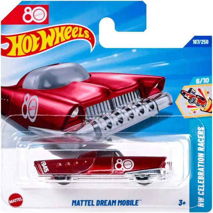 Hot Wheels Mattel Dream Mobile, 80th Anniversary Collector's Edition, Die-Cast Model Car, Red