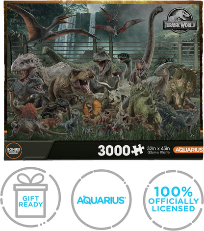 AQUARIUS Jurassic World Size Chart 3000pc Puzzle (3000 Piece Jigsaw Puzzle) - Glare Free - Precision Fit - Officially Licensed Jurassic World Merchandise & Collectibles - 42x35 Inches