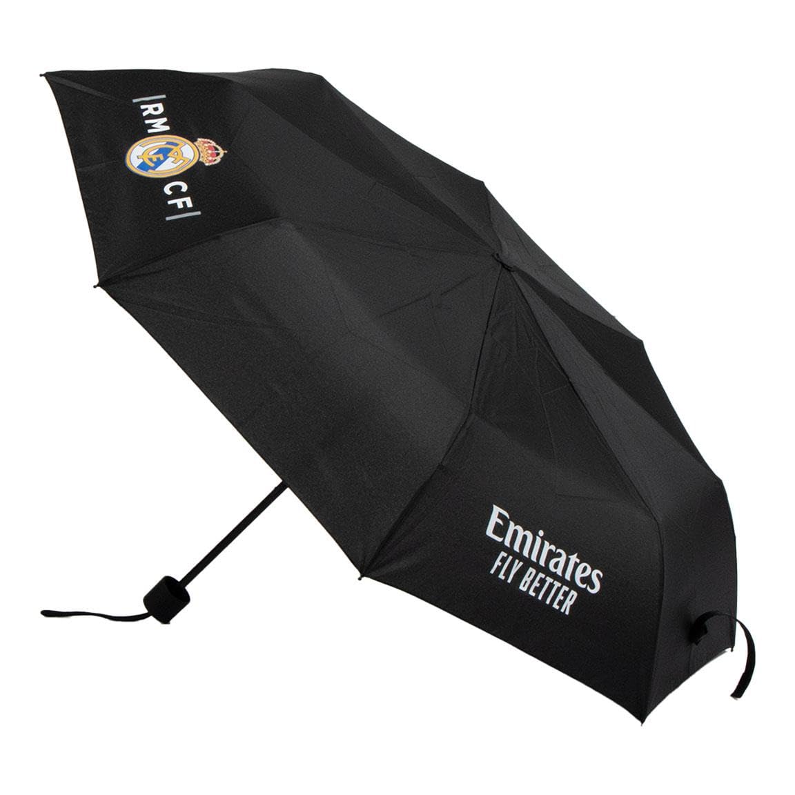 Official Real Madrid Manual Umbrella | Heavy Duty Folding Sports Umbrella for Fans