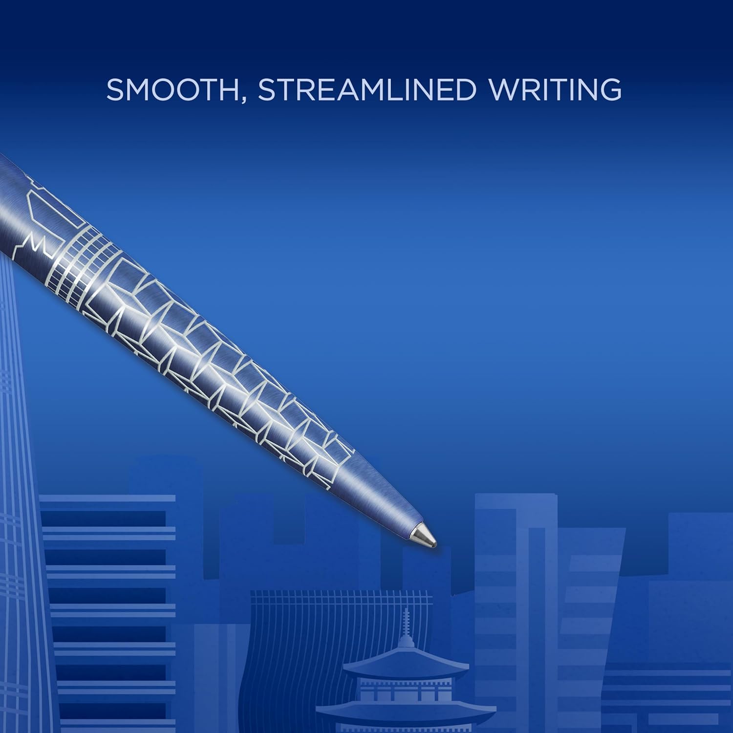 Penna a sfera Parker Jotter | Edizione speciale | Seoul Blue con puntale cromato | Punta media | Inchiostro blu | Confezione regalo