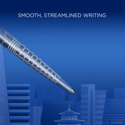Penna a sfera Parker Jotter | Edizione speciale | Seoul Blue con puntale cromato | Punta media | Inchiostro blu | Confezione regalo