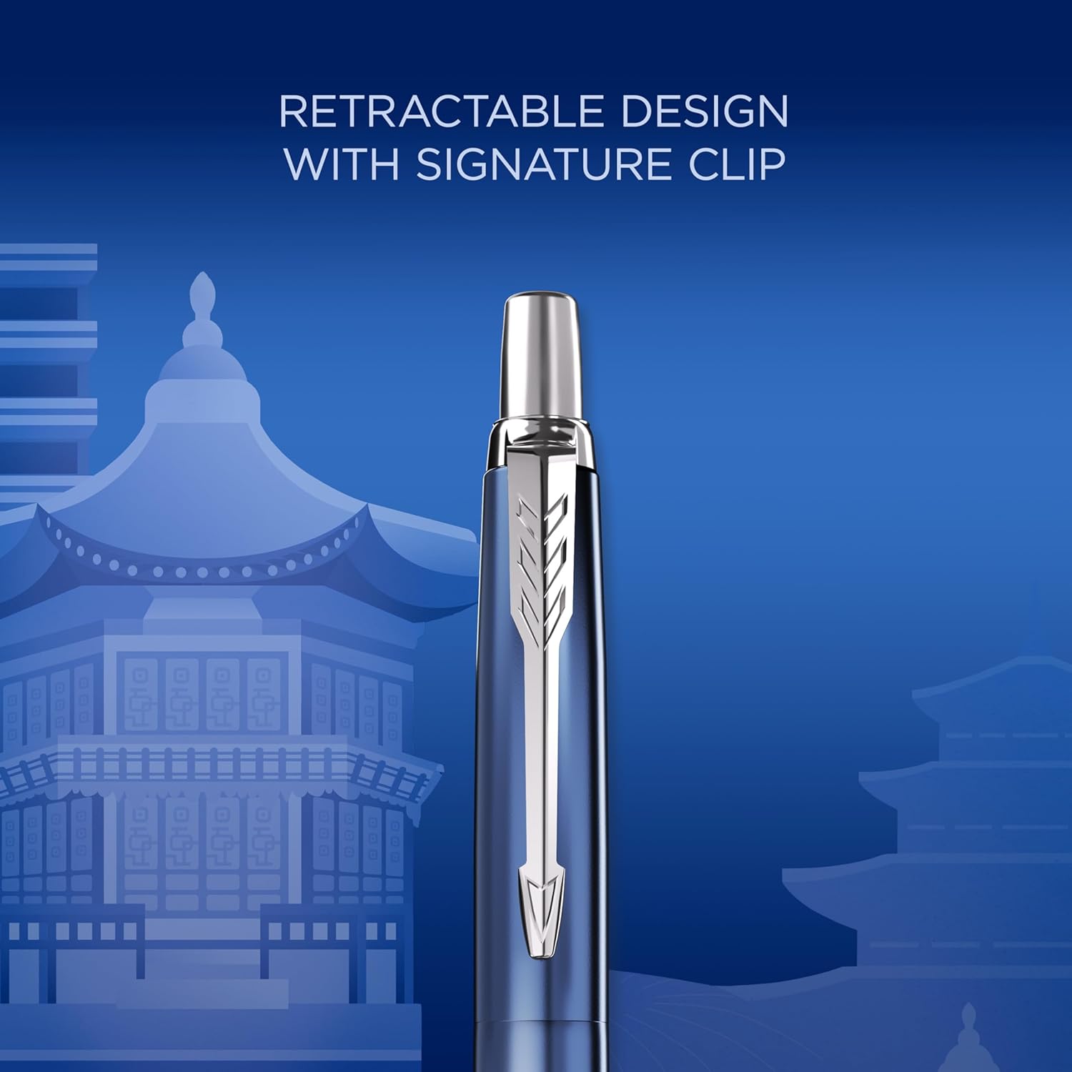 Penna a sfera Parker Jotter | Edizione speciale | Seoul Blue con puntale cromato | Punta media | Inchiostro blu | Confezione regalo