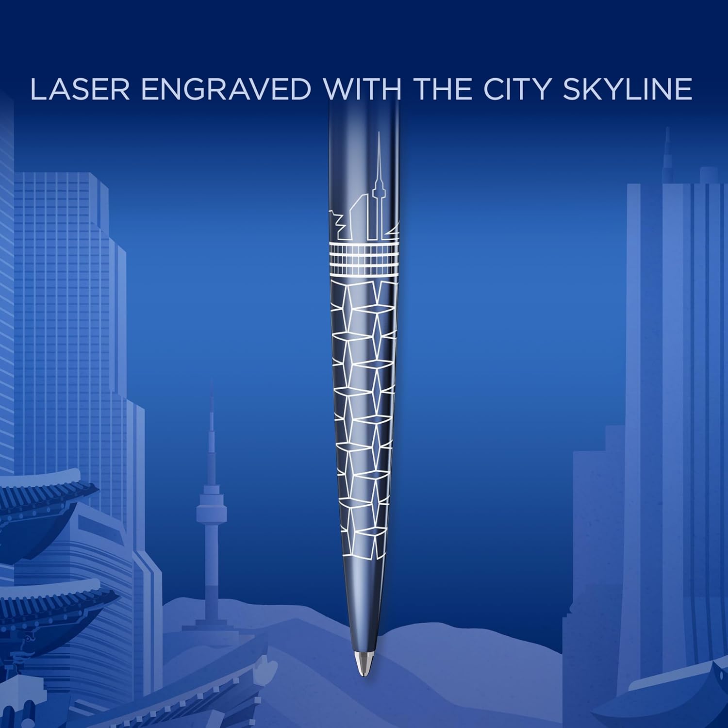 Penna a sfera Parker Jotter | Edizione speciale | Seoul Blue con puntale cromato | Punta media | Inchiostro blu | Confezione regalo