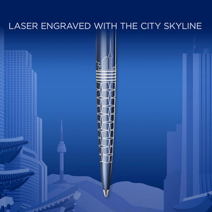 Penna a sfera Parker Jotter | Edizione speciale | Seoul Blue con puntale cromato | Punta media | Inchiostro blu | Confezione regalo