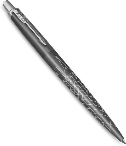 Penna a sfera Parker Jotter | Edizione speciale | Paris Grey con puntale cromato | Punta media | Inchiostro blu | Confezione regalo