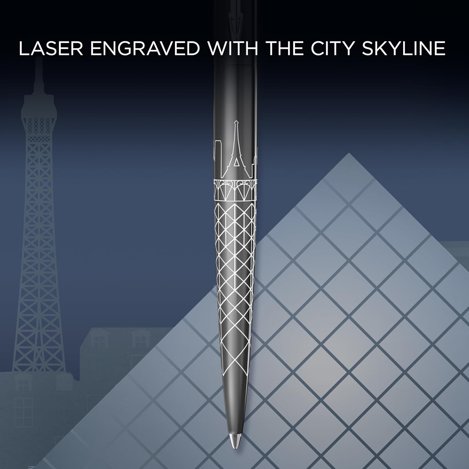 Penna a sfera Parker Jotter | Edizione speciale | Paris Grey con puntale cromato | Punta media | Inchiostro blu | Confezione regalo