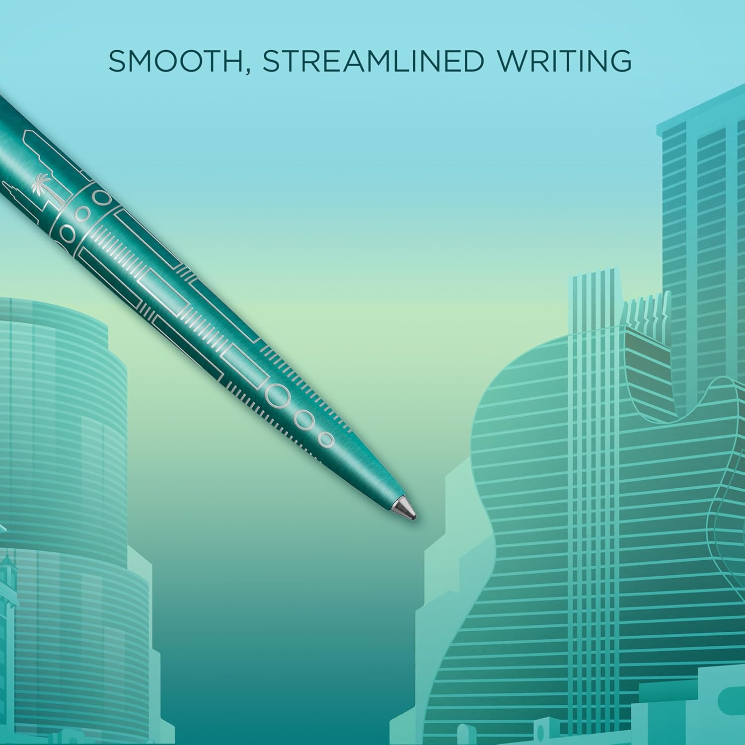 Penna a sfera Parker Jotter | Edizione speciale | Miami Turquoise con puntale cromato | Punta media | Inchiostro blu | Confezione regalo