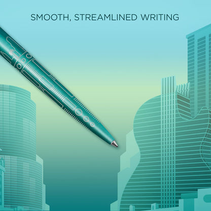 Penna a sfera Parker Jotter | Edizione speciale | Miami Turquoise con puntale cromato | Punta media | Inchiostro blu | Confezione regalo