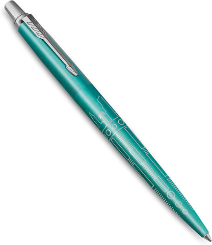 Penna a sfera Parker Jotter | Edizione speciale | Miami Turquoise con puntale cromato | Punta media | Inchiostro blu | Confezione regalo