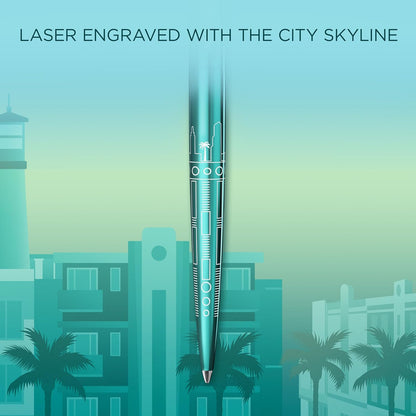 Penna a sfera Parker Jotter | Edizione speciale | Miami Turquoise con puntale cromato | Punta media | Inchiostro blu | Confezione regalo