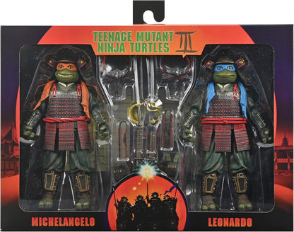 NECA Teenage Mutant Ninja Turtles 3 (Movie) - Turtles in Time- 1:7 Scale Collectible Action Figures, Leonardo & Michelangelo 2-Pack