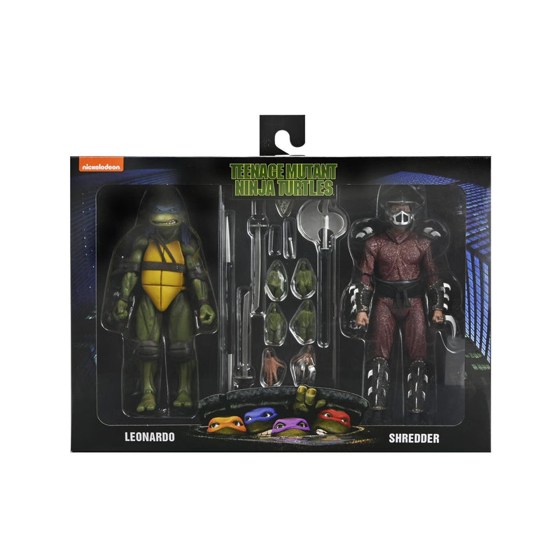 NECA Teenage Mutant Ninja Turtles Leonardo and Shredder Action Figures 2 Pack with Accessories Collectible Set