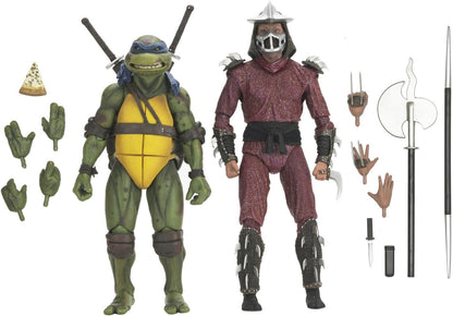 NECA Teenage Mutant Ninja Turtles Leonardo and Shredder Action Figures 2 Pack with Accessories Collectible Set