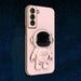Plating Fold Stand Holder Phone Case für Samsung Galaxy S22 Ultra Note20 Note10 S21 Plus S20 FE A22 A32 A52 A72 Astronaut Cover,Rosa,Für S22 Plus