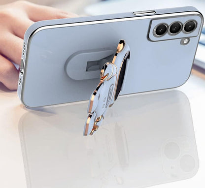 Plating Fold Stand Holder Phone Case für Samsung Galaxy S22 Ultra Note20 Note10 S21 Plus S20 FE A22 A32 A52 A72 Astronaut Cover, Blau, für A50