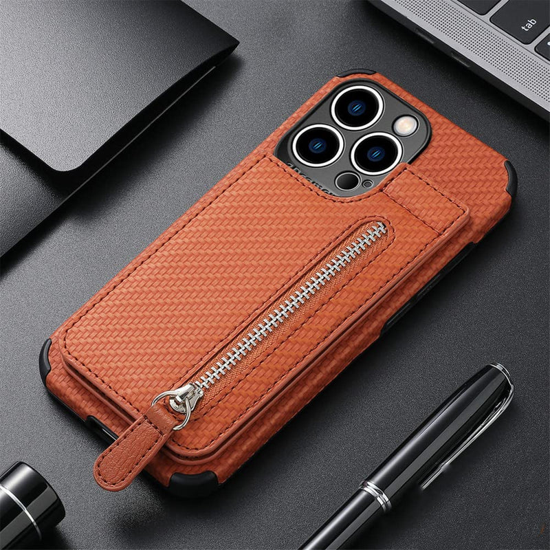 Zipper Cards Wallet Leather Phone Case For iPhone 13 12 Mini 11 Pro Max X XS XR 8 7 6 6S Plus SE 2020 Purse Card Holder Cover,brown,For iPhone 7 8