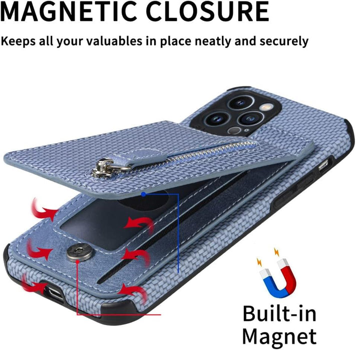 Zipper Cards Wallet Leather Phone Case For iPhone 13 12 Mini 11 Pro Max X XS XR 8 7 6 6S Plus SE 2020 Purse Card Holder Cover,brown,For iPhone 7 8