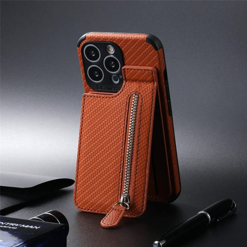 Zipper Cards Wallet Leather Phone Case For iPhone 13 12 Mini 11 Pro Max X XS XR 8 7 6 6S Plus SE 2020 Purse Card Holder Cover,brown,For iPhone X XS