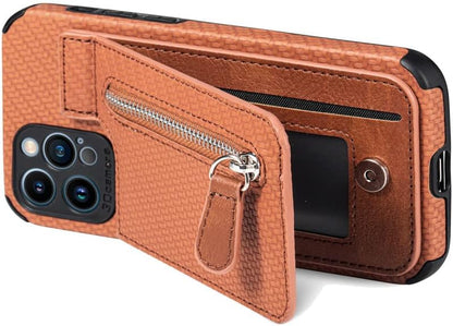 Zipper Cards Wallet Leather Phone Case For iPhone 13 12 Mini 11 Pro Max X XS XR 8 7 6 6S Plus SE 2020 Purse Card Holder Cover,brown,For iPhone X XS
