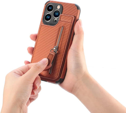 Zipper Cards Wallet Leather Phone Case For iPhone 13 12 Mini 11 Pro Max X XS XR 8 7 6 6S Plus SE 2020 Purse Card Holder Cover,brown,For iPhone X XS