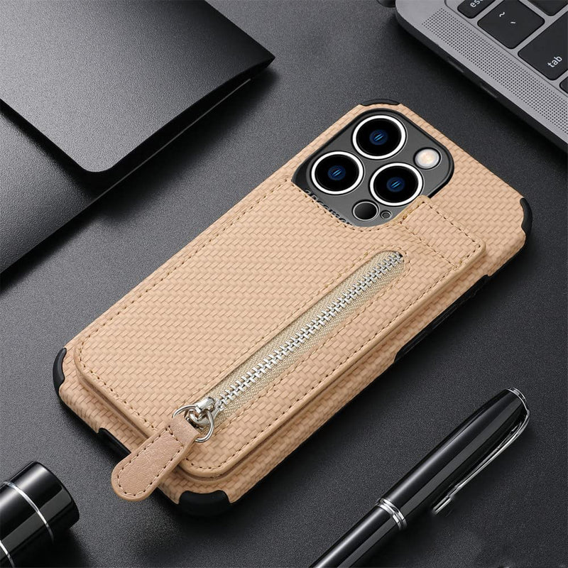 Zipper Cards Wallet Leather Phone Case For iPhone 13 12 Mini 11 Pro Max X XS XR 8 7 6 6S Plus SE 2020 Purse Card Holder Cover,khaki,For iPhone 11ProMax