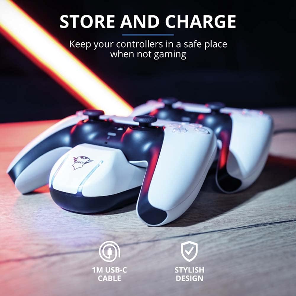 Trust Gaming GXT 251 Duo Charging Dock for PS5 Dualsense Controller (White) /PS5
