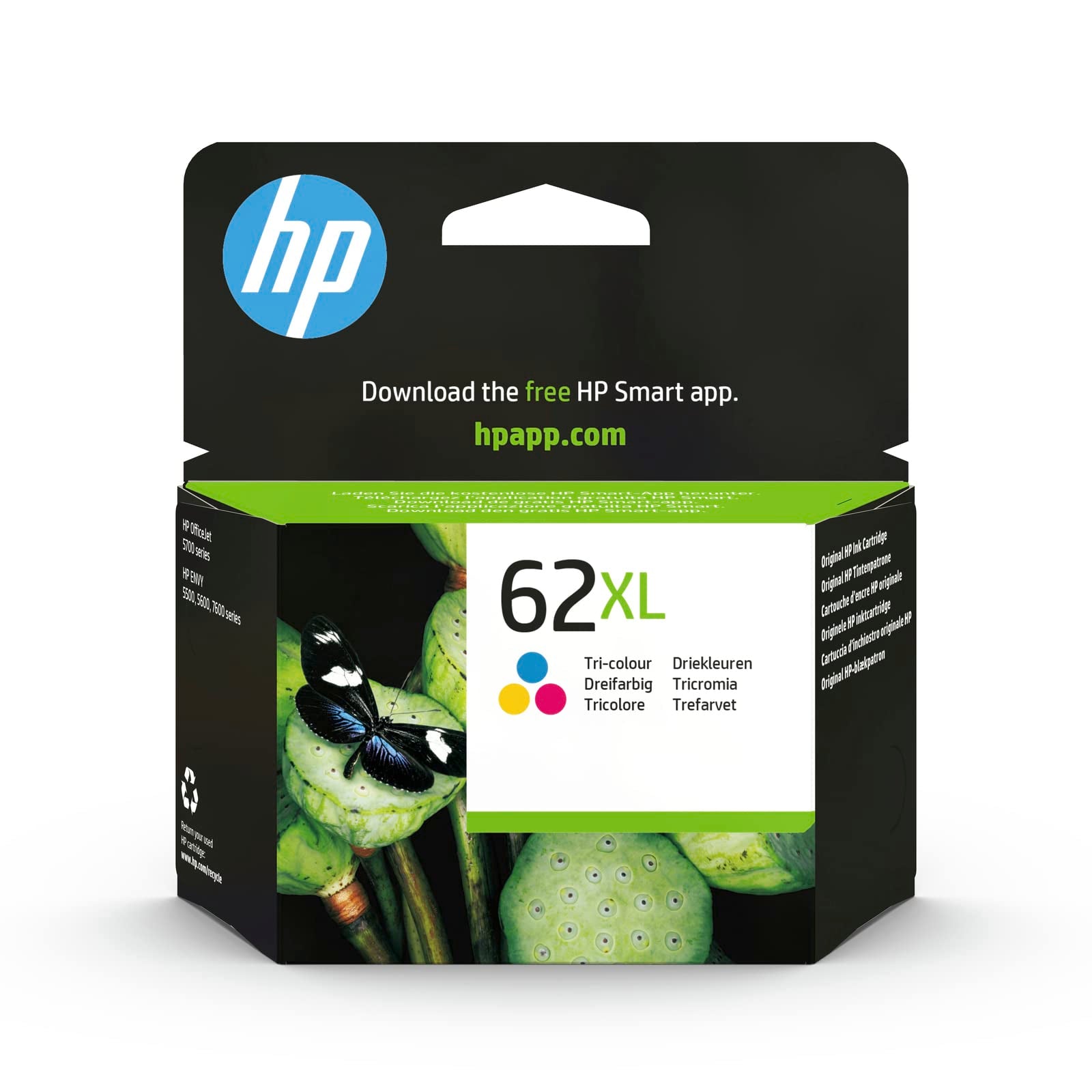 HP C2P07AE 62XL High Yield Original Ink Cartridge, Tri-color, Pack of 1 (package may vary