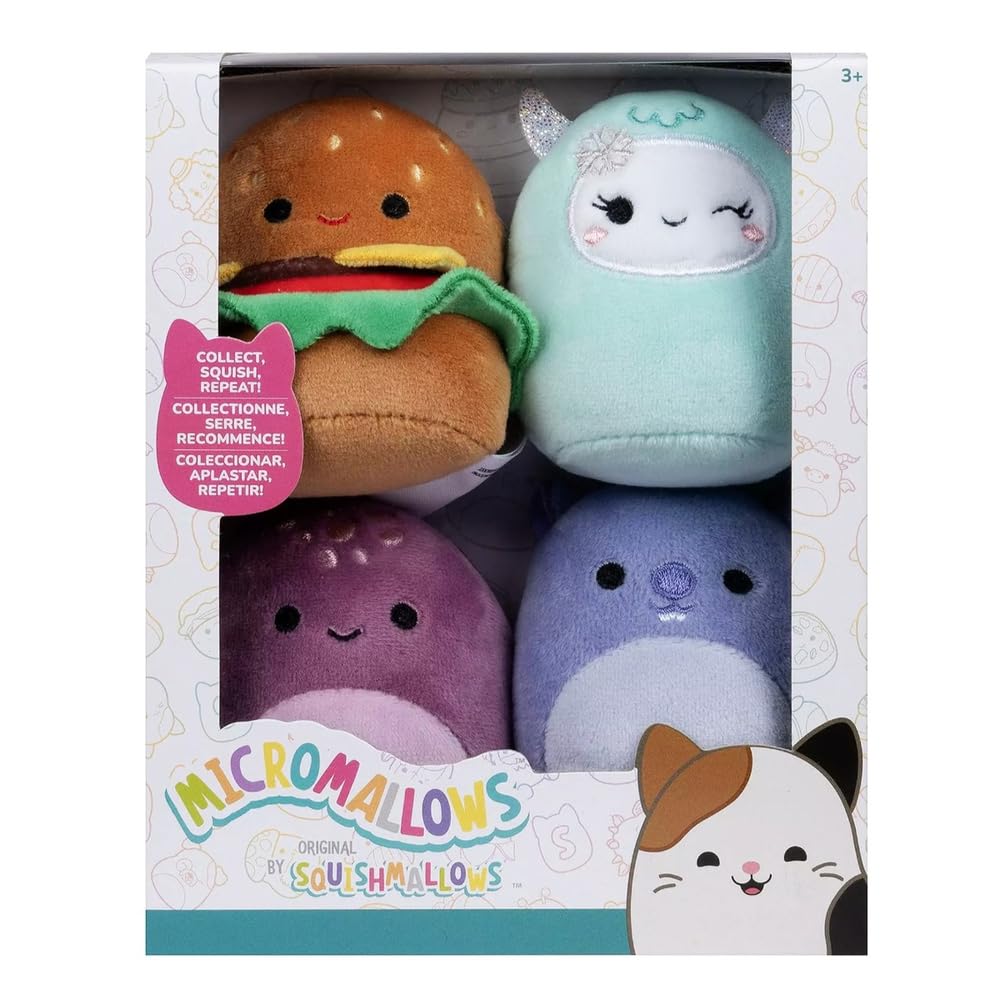 Squishmallows - Squishmallows Knuffel Pluche Micromallows - Carl Yollie Javari Tudor 4-pack