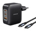 Intenso Power Adapter W100ACC GaN + C520C, 2 x USB-A, alimentatore di rete fino a 100 W, ricarica rapida (PD 3.1, PPS e QC 4.0) + USB-C a C dati + cavo di ricarica per iPhone, Samsung Galaxy, colore