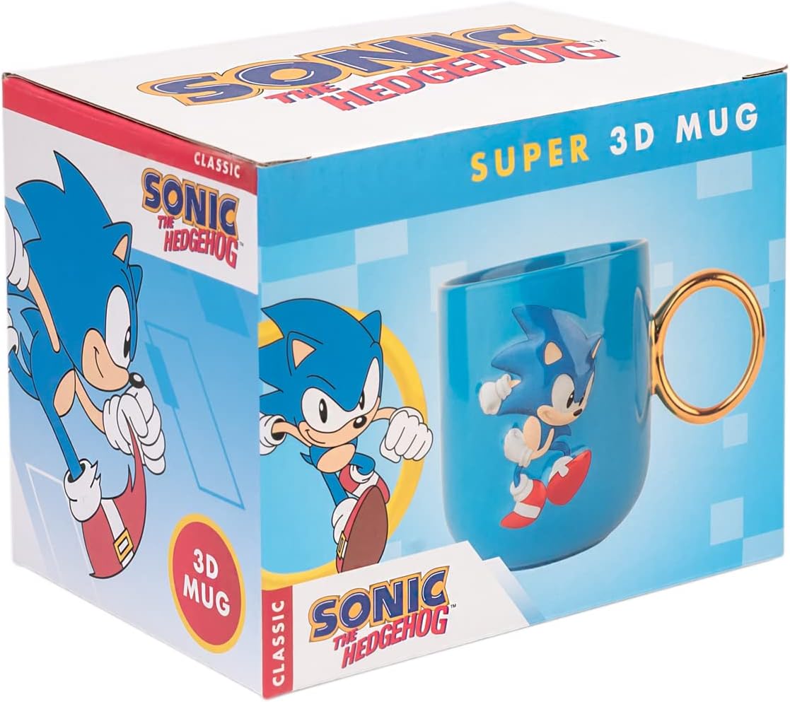 Grupo Erik 3D Kaffeetasse - Teetasse - Sonic The Hedgehog Tasse - Keramik Tasse - Teetasse - Kaffeetasse - Größe : 9 cm x 13,5 cm - Fassungsvermögen : 350 ml - Offizielle Lizenz