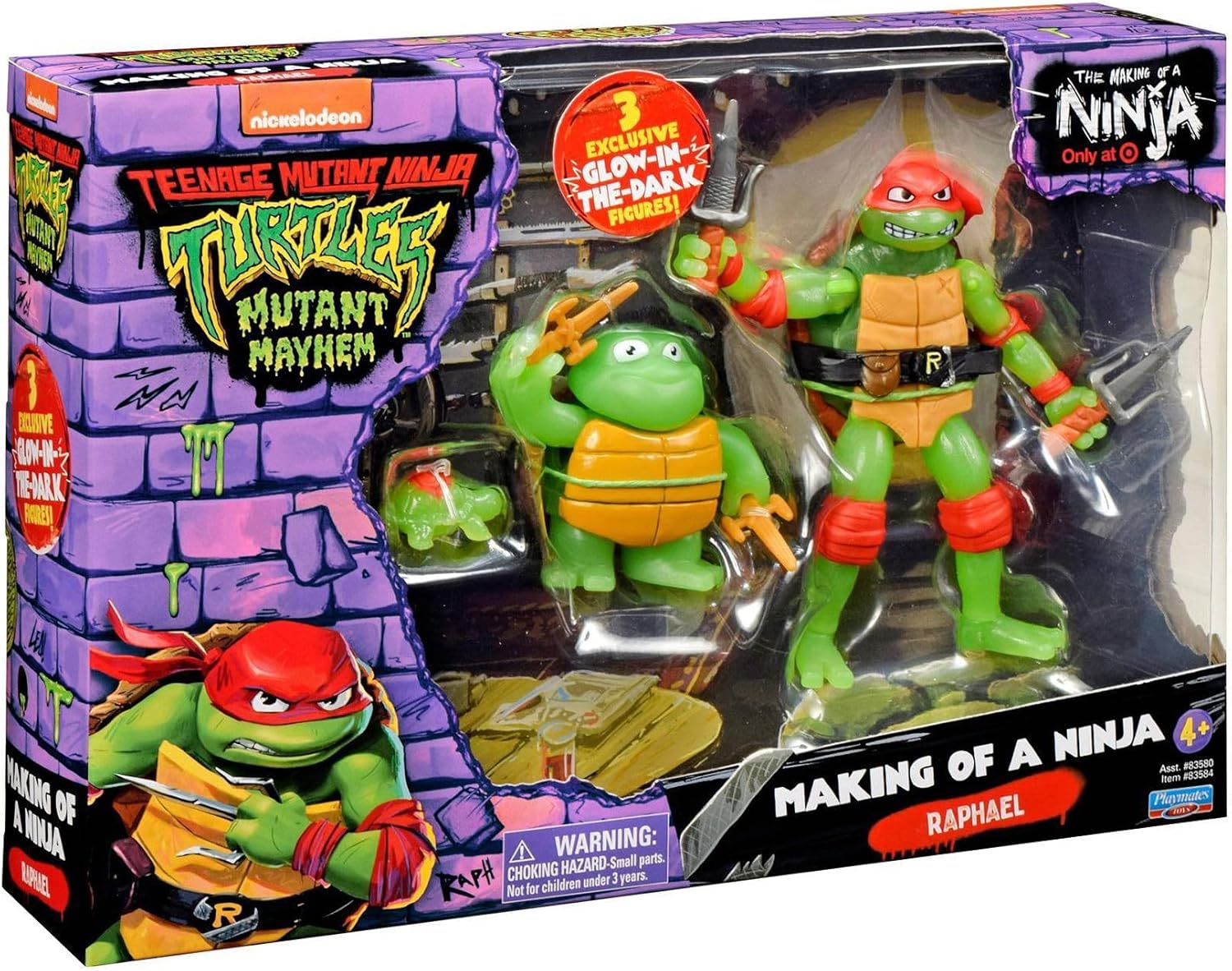TEENAGE MUTANT NINJA Turtles: Mutant Mayhem Making of a Ninja Raphael Figura de acción Paquete de 3