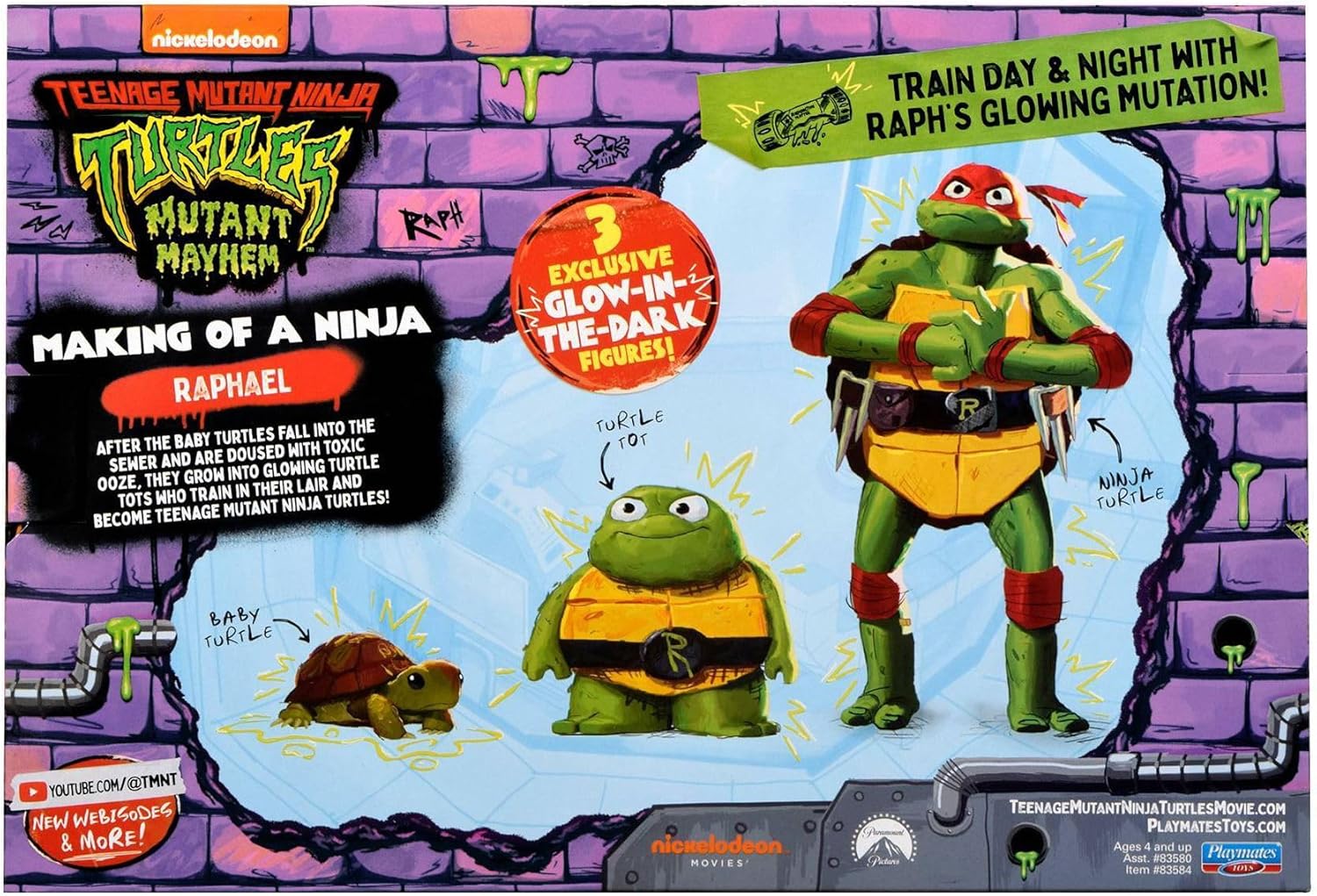 TEENAGE MUTANT NINJA Turtles: Mutant Mayhem Making of a Ninja Raphael Figura de acción Paquete de 3