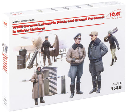 ICM ICM48086 air force 1:48-WWII Luftwaffe Pilotd & Ground Personnel, Mittel