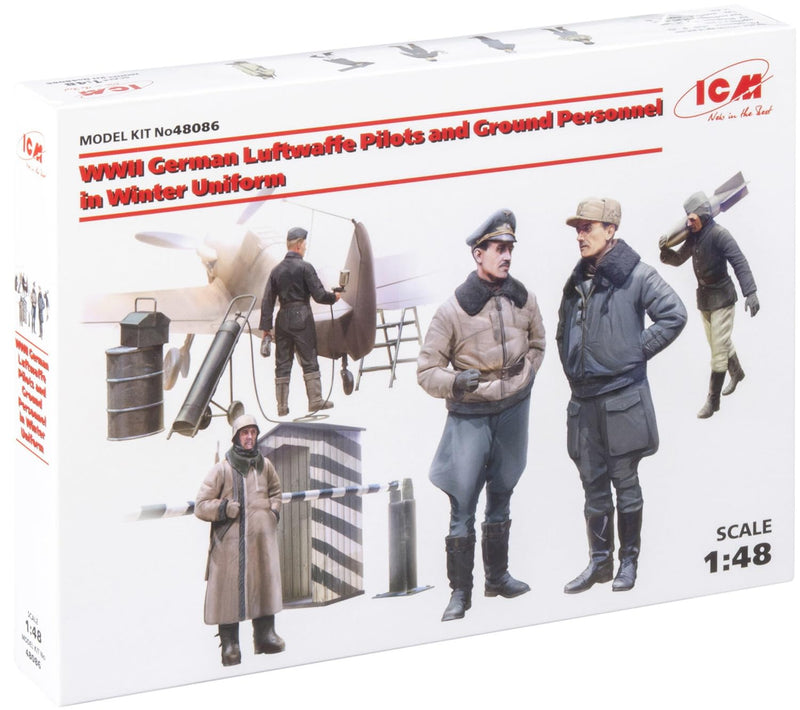 ICM ICM48086 air force 1:48-WWII Luftwaffe Pilotd & Ground Personnel, Mittel