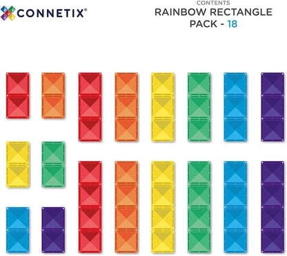 Connetix Rainbow Rectangle Pack, 18 Pieces