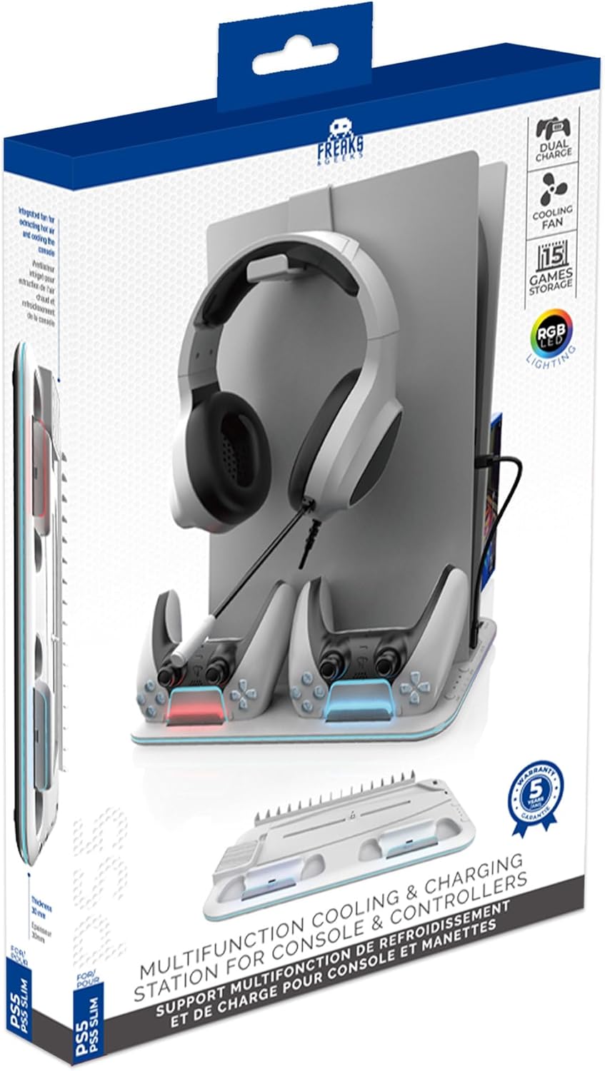 Trade Invaders - Rgb Cooling And Charging Station - Ps5 / Ps5 Slim (White)
